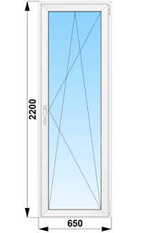 Балконная дверь поворотно-откдная стеклянная 650x2200